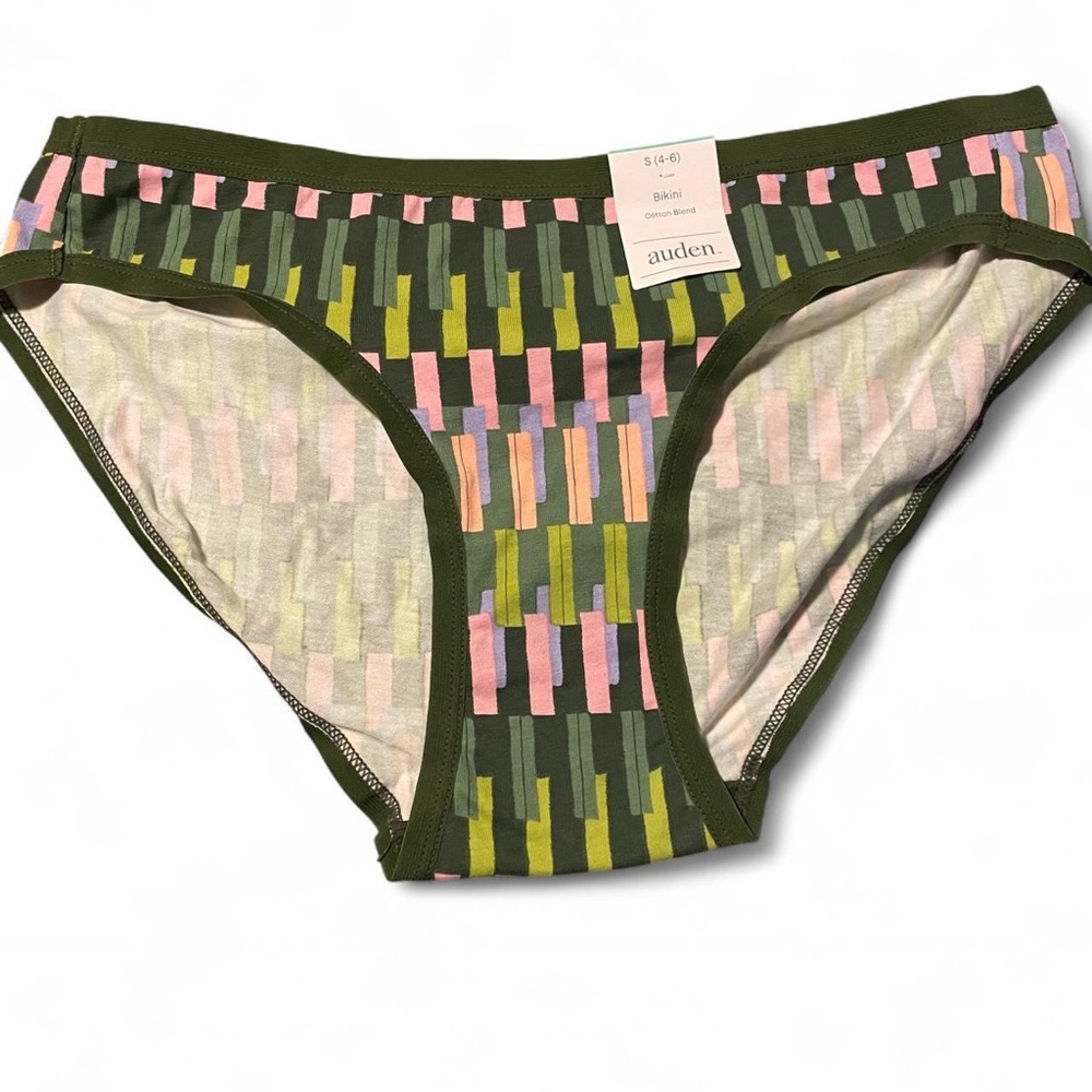 Auden Green and Pink Striped Bikini Bottom